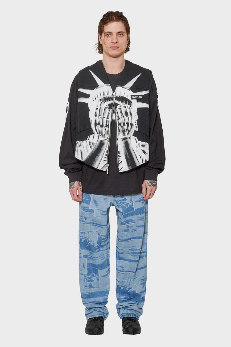 men#@Джинси LASER PRINTED PANT блакитні