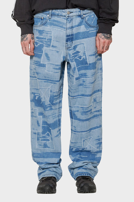 men#@Джинси LASER PRINTED PANT блакитні