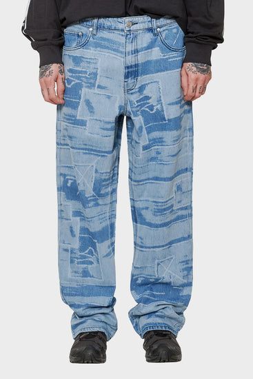 men#@Джинси LASER PRINTED PANT блакитні
