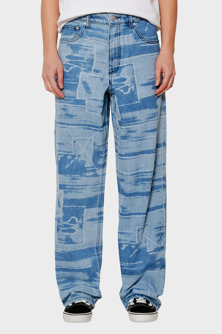 women#@Джинси LASER PRINTED PANT блакитні