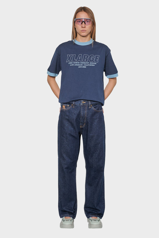 women#@Футболка STORE ADDRESS RINGER темно-синя