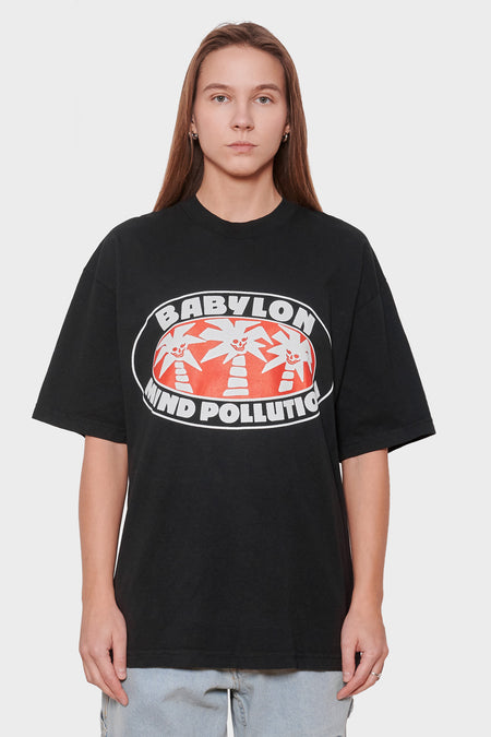 women#@Футболка MIND POLLUTION чорна, купити онлайн в магазині.