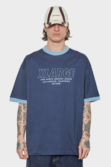 men#@Футболка STORE ADDRESS RINGER темно-синя