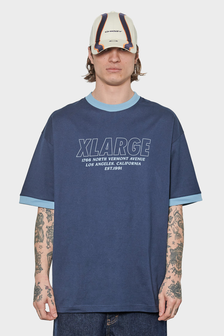 men#@Футболка STORE ADDRESS RINGER темно-синя