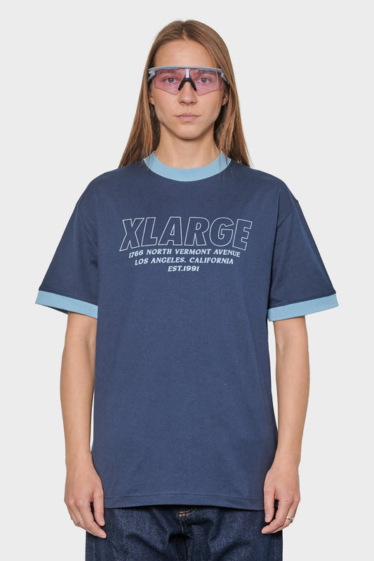 women#@Футболка STORE ADDRESS RINGER темно-синя