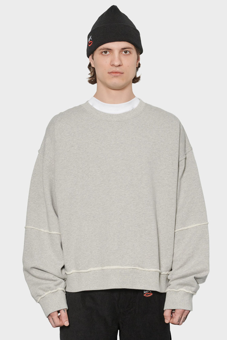 men#@Світшот PANELLED CREW NECK сірий