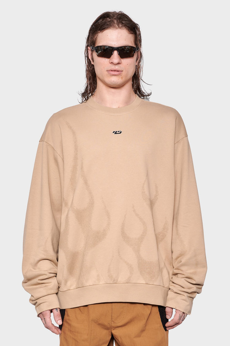 men#@Світшот CUT OFF CREW FLAMES SPRAY пісочний, купити онлайн в магазині.