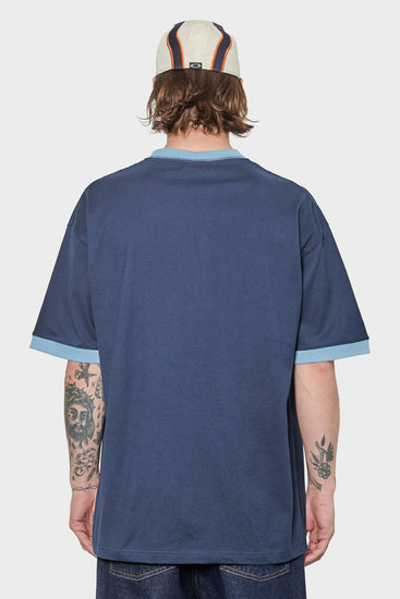 men#@Футболка STORE ADDRESS RINGER темно-синя