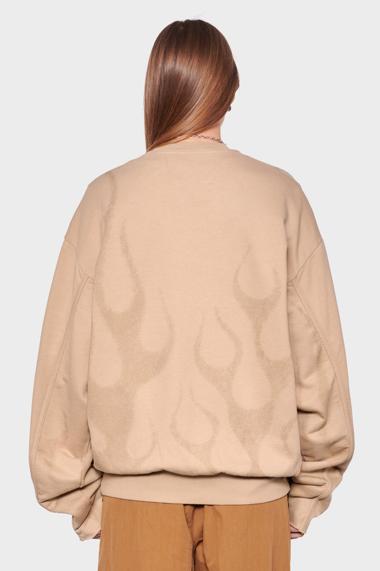 women#@Світшот CUT OFF CREW FLAMES SPRAY пісочний, купити онлайн в магазині.