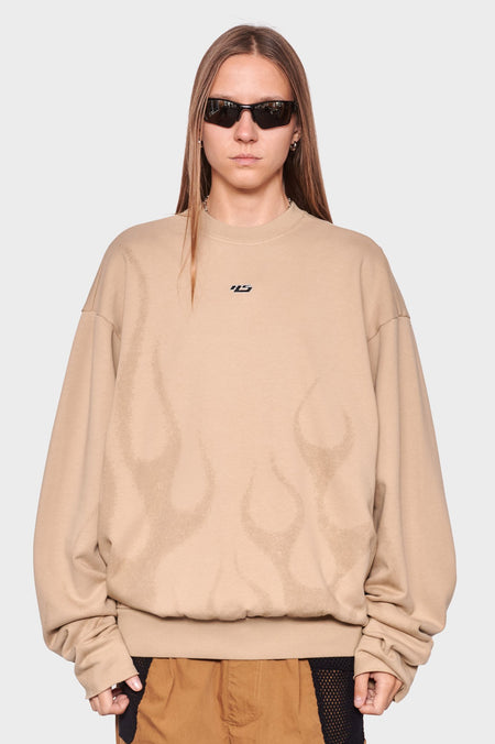 women#@Світшот CUT OFF CREW FLAMES SPRAY пісочний, купити онлайн в магазині.