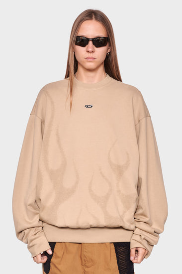 women#@Світшот CUT OFF CREW FLAMES SPRAY пісочний, купити онлайн в магазині.