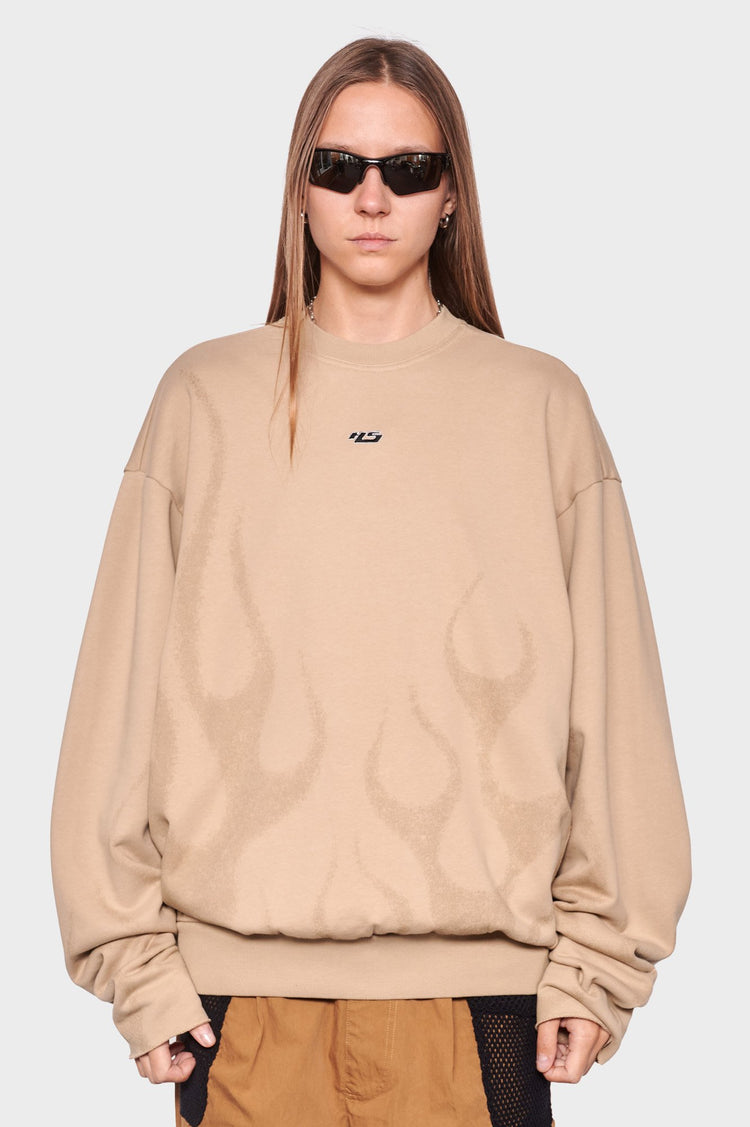 women#@Світшот CUT OFF CREW FLAMES SPRAY пісочний, купити онлайн в магазині.