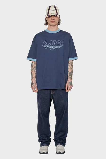 men#@Футболка STORE ADDRESS RINGER темно-синя