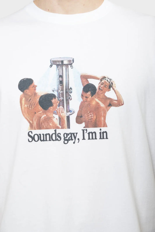 Футболка SOUNDS GAY I'M IN біла