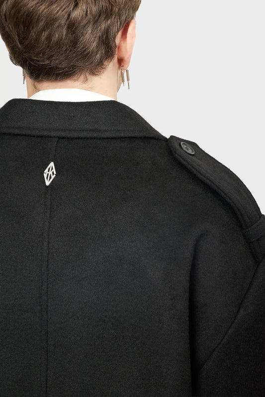 Пальто DOUBLE-BREASTED WOOL COAT чорне