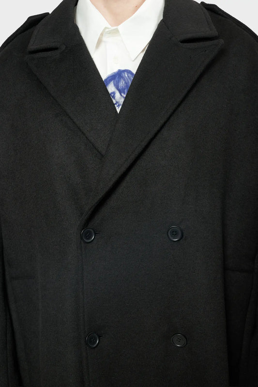 Пальто DOUBLE-BREASTED WOOL COAT чорне