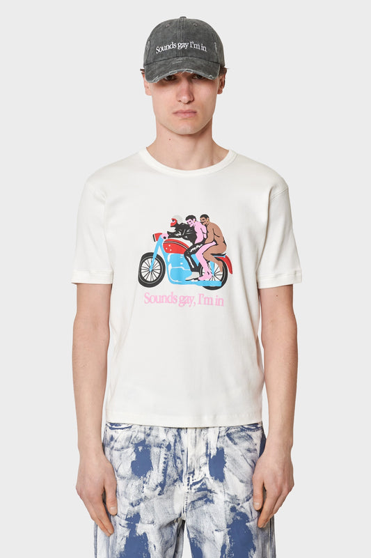 men#@Футболка SOUNDS GAY, WE'RE IN біла