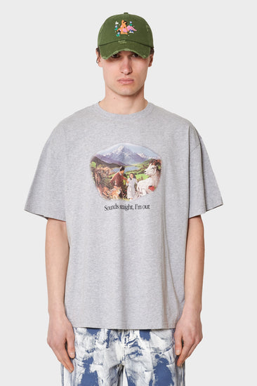 men#@Футболка SOUNDS STRAIGHT, I'M OUT сіра