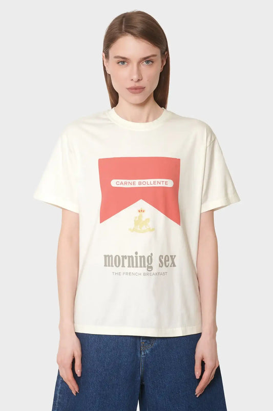 women#@Футболка BREAKFAST IN BED біла