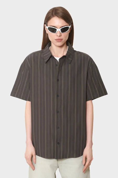women#@Сорочка WASHED STRIPE чорна
