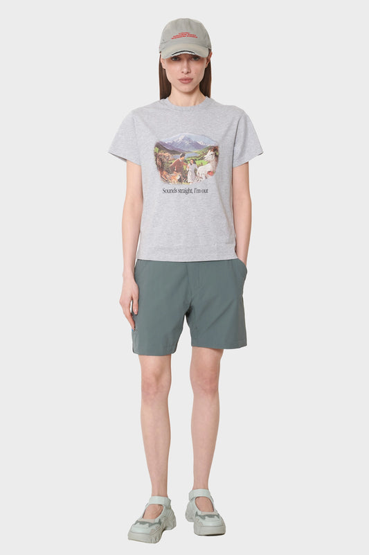 women#@Футболка SOUNDS STRAIGHT, I'M OUT сіра