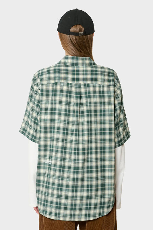 women#@Сорочка DOUBLE LAYER SHIRT зелено-біла