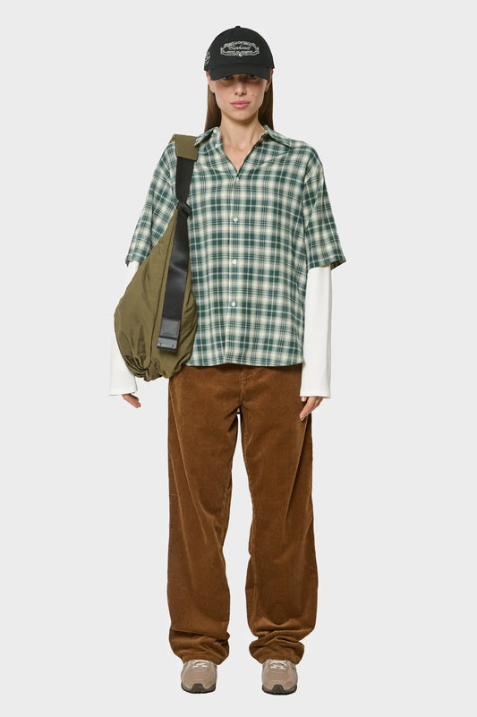 women#@Сорочка DOUBLE LAYER SHIRT зелено-біла