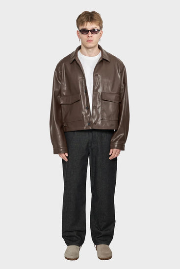 men#@Куртка FAUX LEATHER OVERSHIRT коричнева