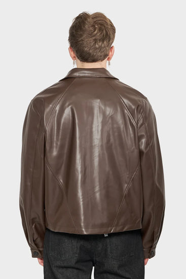 men#@Куртка FAUX LEATHER OVERSHIRT коричнева