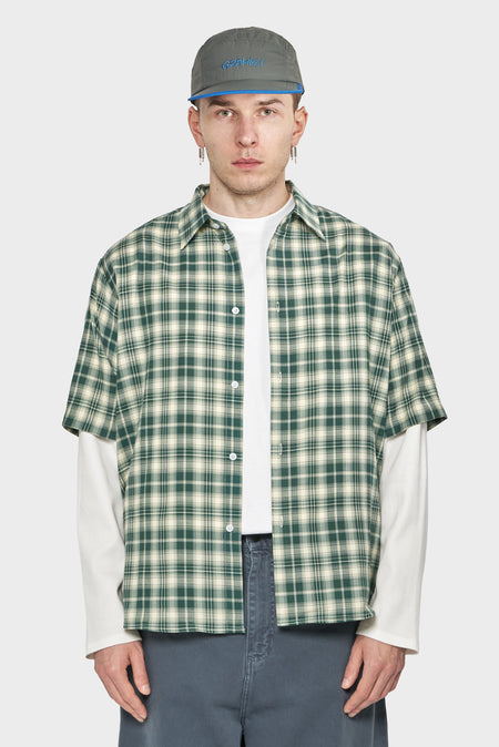 men#@Сорочка DOUBLE LAYER SHIRT зелено-біла