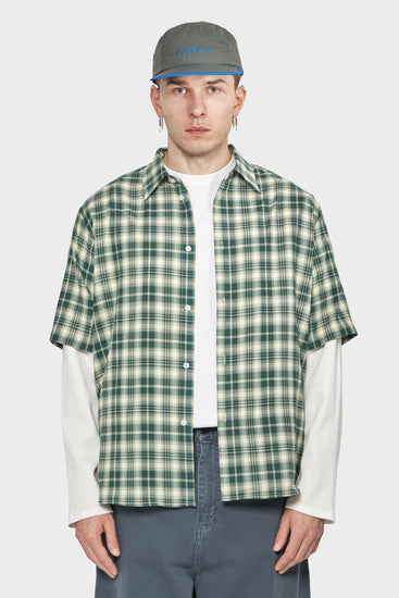 men#@Сорочка DOUBLE LAYER SHIRT зелено-біла