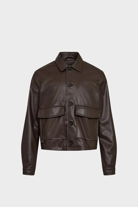 Куртка FAUX LEATHER OVERSHIRT коричнева
