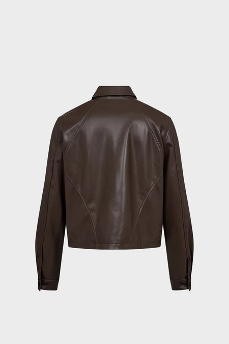 Куртка FAUX LEATHER OVERSHIRT коричнева
