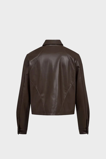Куртка FAUX LEATHER OVERSHIRT коричнева Photo 2