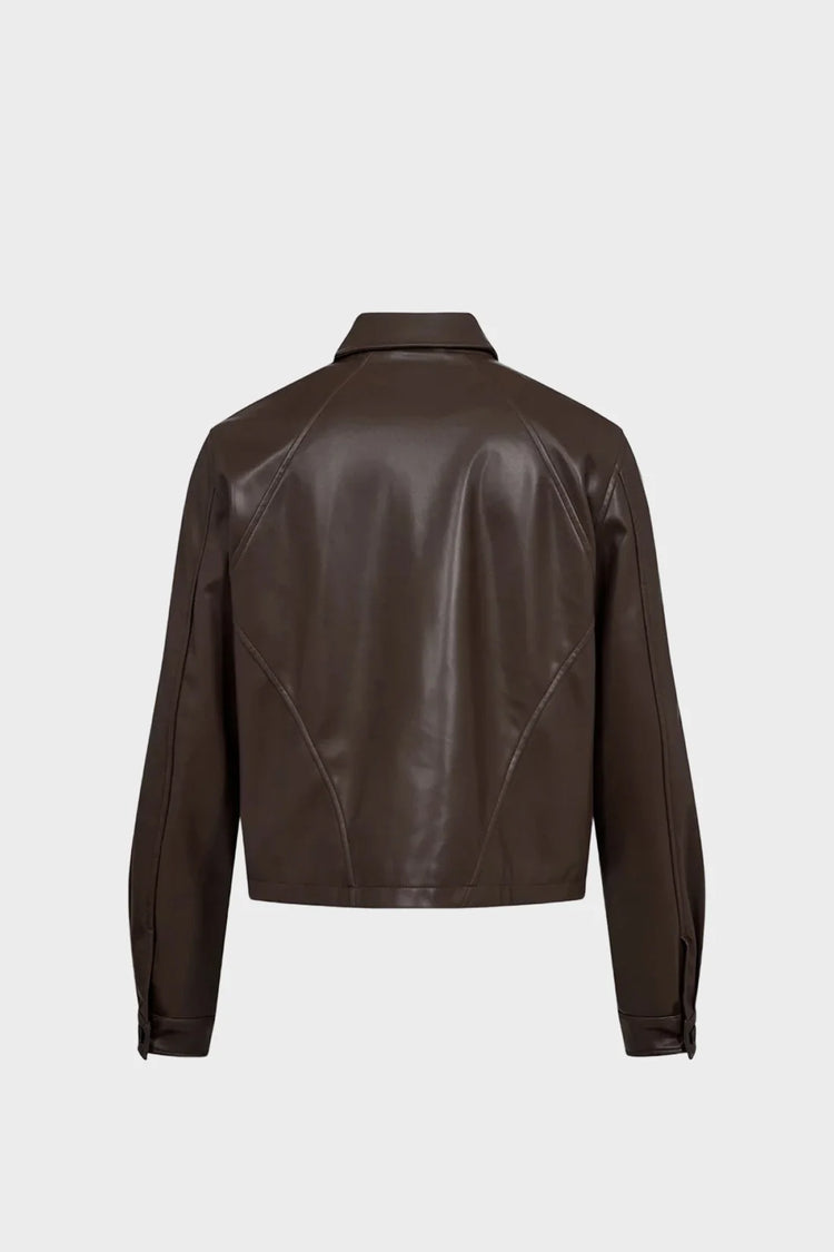 Куртка FAUX LEATHER OVERSHIRT коричнева