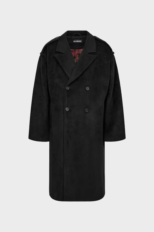 Пальто DOUBLE-BREASTED WOOL COAT чорне
