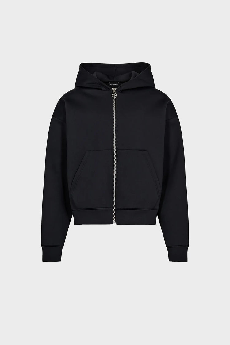 BASERANGE＞TIER HOODED WRAP/フード Зіп-худі HOODED SHIRT чорне