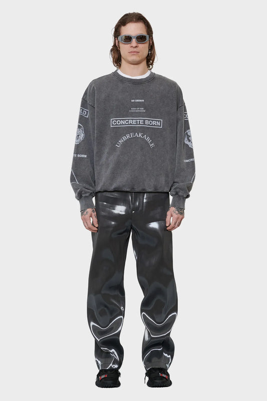 men#@Світшот GRAPHIC PRINTED CREWNECK темно-сірий