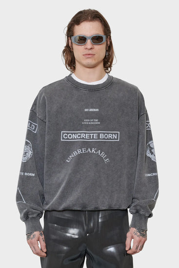 men#@Світшот GRAPHIC PRINTED CREWNECK темно-сірий