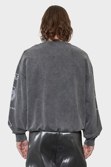 men#@Світшот GRAPHIC PRINTED CREWNECK темно-сірий