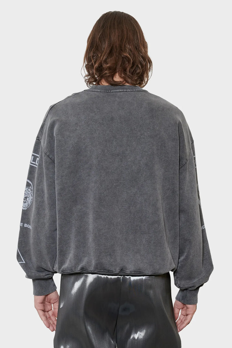 men#@Світшот GRAPHIC PRINTED CREWNECK темно-сірий