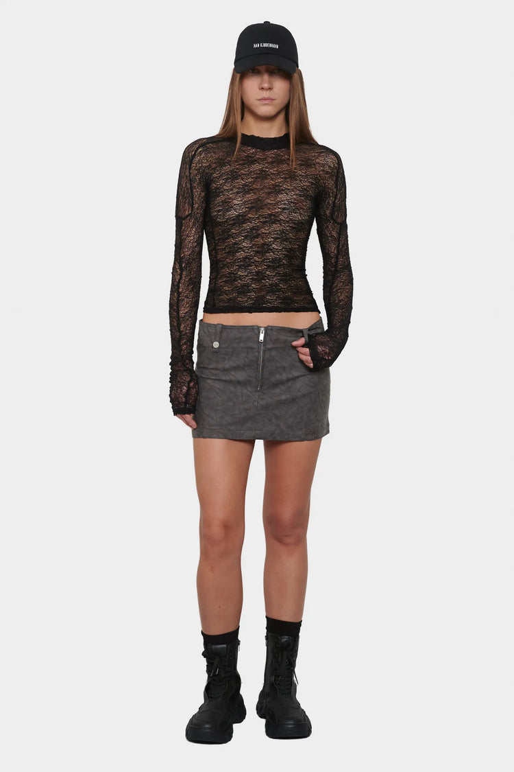 women#@Спідниця FAUX SUEDE MINI  темно-сіра