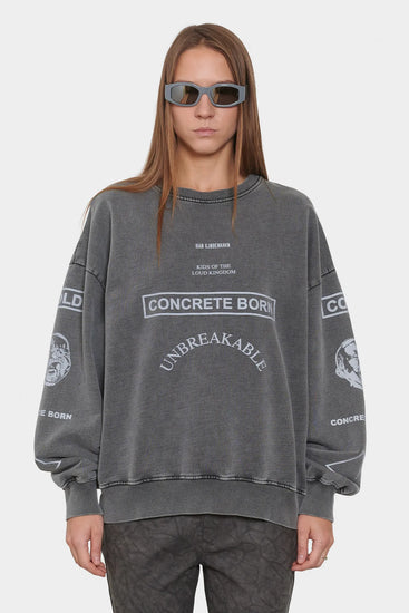 women#@Світшот GRAPHIC PRINTED CREWNECK темно-сірий