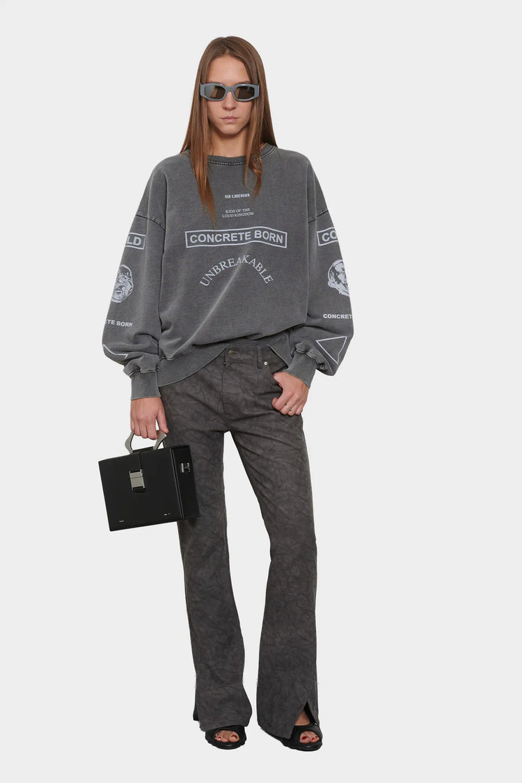 women#@Світшот GRAPHIC PRINTED CREWNECK темно-сірий