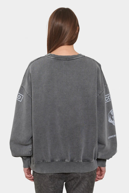 women#@Світшот GRAPHIC PRINTED CREWNECK темно-сірий