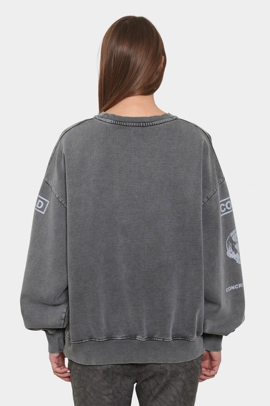 women#@Світшот GRAPHIC PRINTED CREWNECK темно-сірий