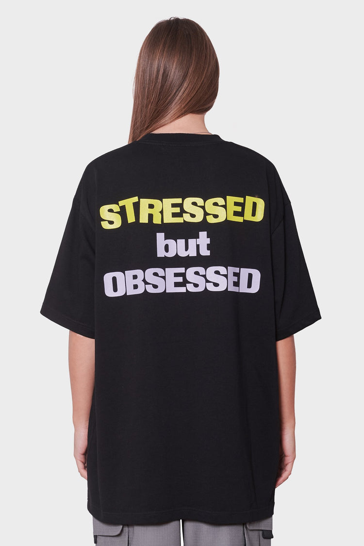 women#@Футболка STRESSED BUT OBSESSED чорна