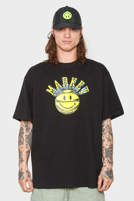 men#@Футболка MARKET SMILEY HOOPS чорна, купити онлайн в магазині.