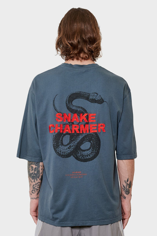 men#@Футболка SNAKE EMBROIDERY темно-сіра