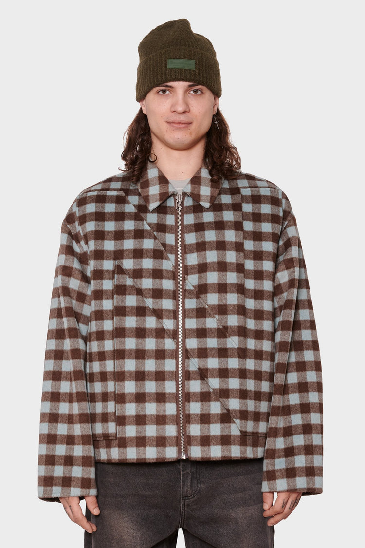 men#@Куртка WOOL CHECK OVERSHIRT коричнева